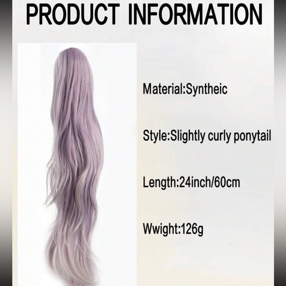 24 inch Ponytail Extension Purple Ombre - Picture 6 of 9